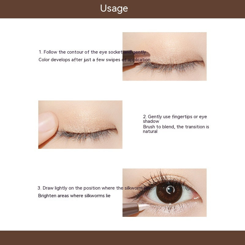 Waterproof Not Smudge Double-headed High-gloss Pearlescent White Champagne Gold Eyeliner Pen