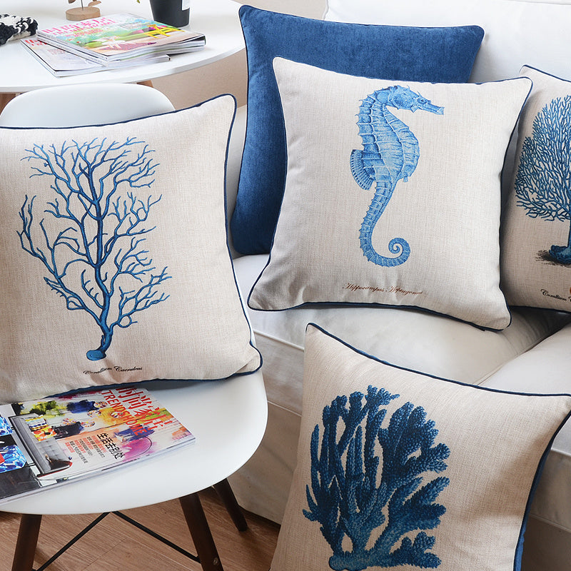 Ocean Series Home Sofa Cotton And Linen Cushion Case