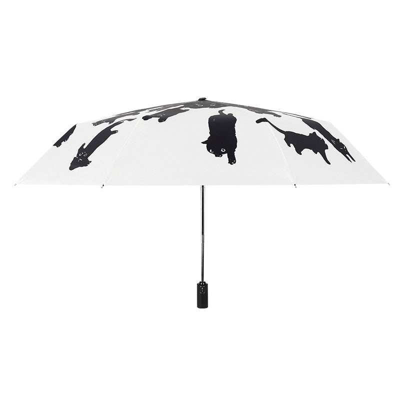 Creative Vinyl Automatic Three-folding Umbrella Dual-use Folding Sun Umbrella