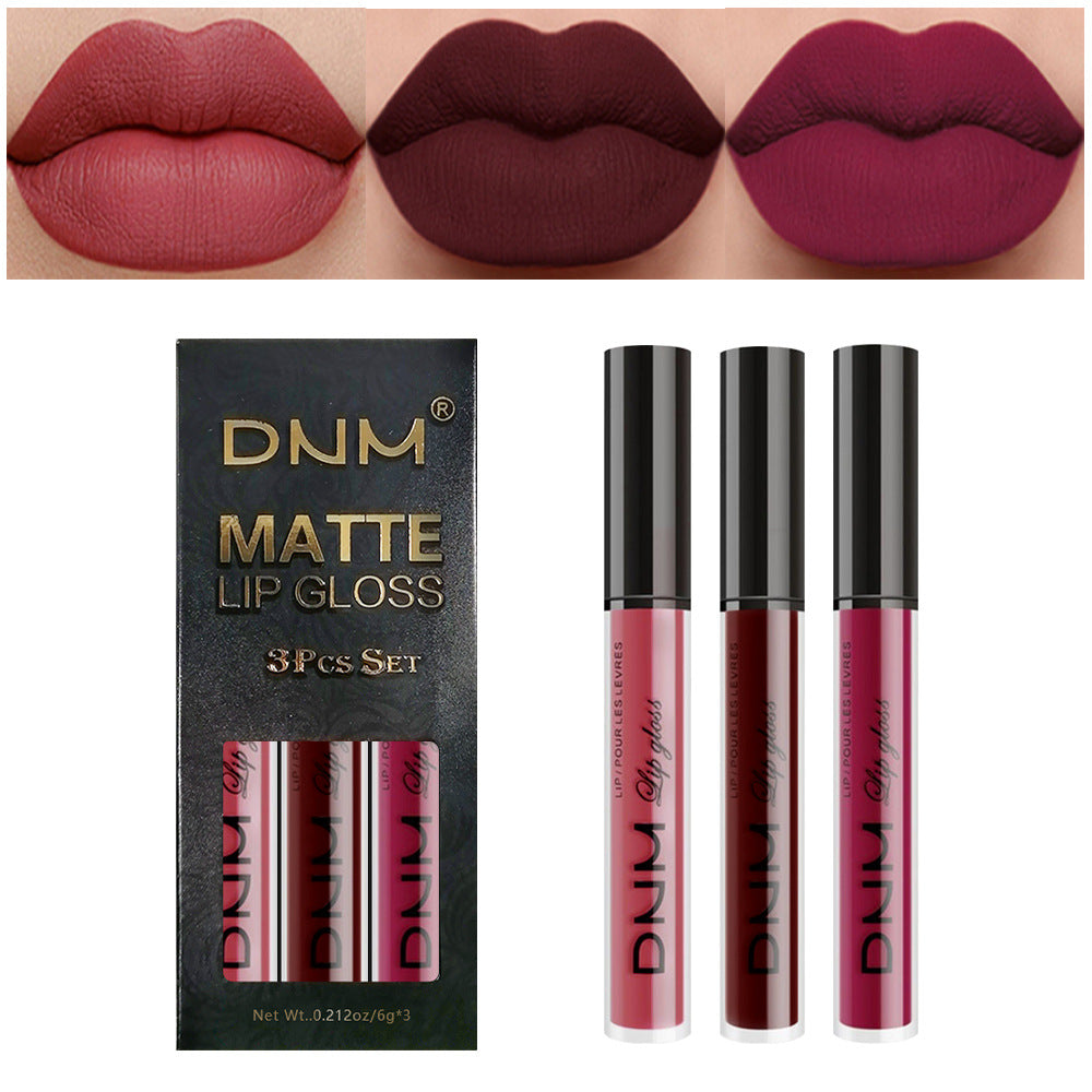 Matte Finish Velvet No Stain On Cup 3 PCs Suit Lip Gloss Liquid Lipstick