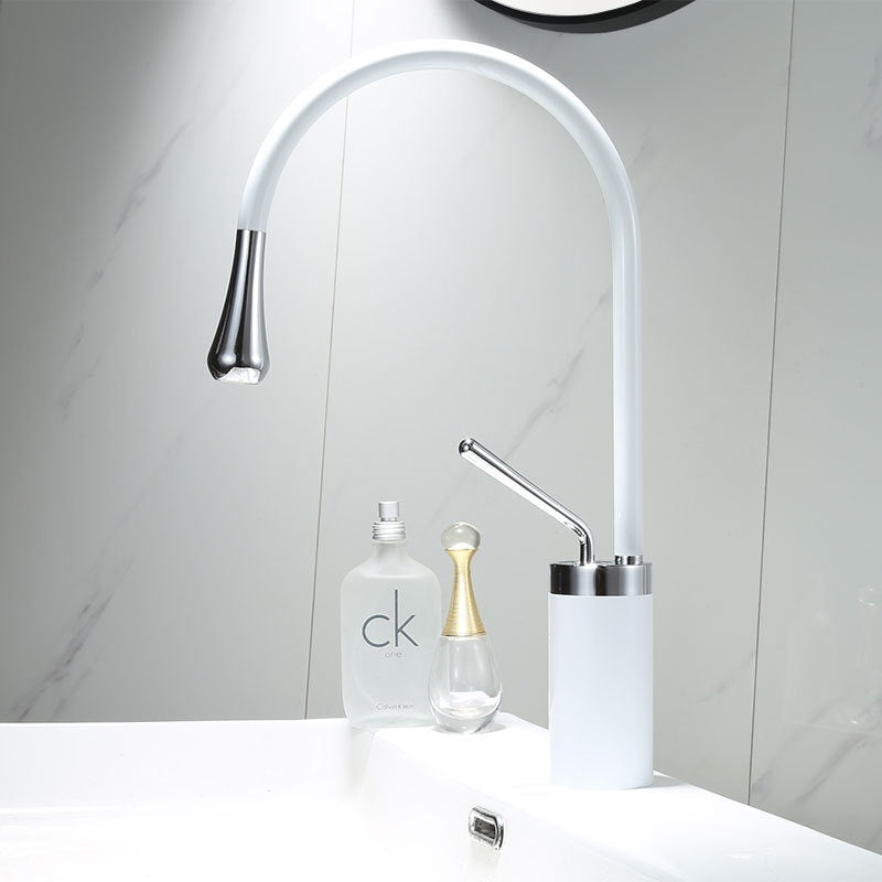 Water Drop Brushed Gold Copper Body Basin Wash Basin Rotating Faucet