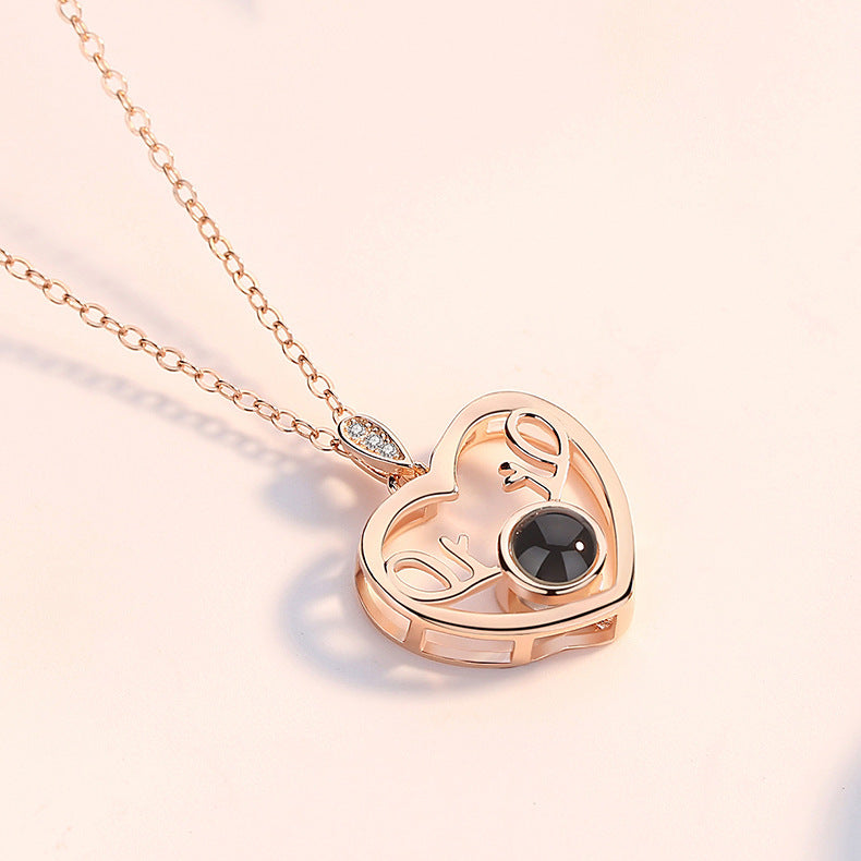 Language I Love You Moose Horn Clavicle Chain