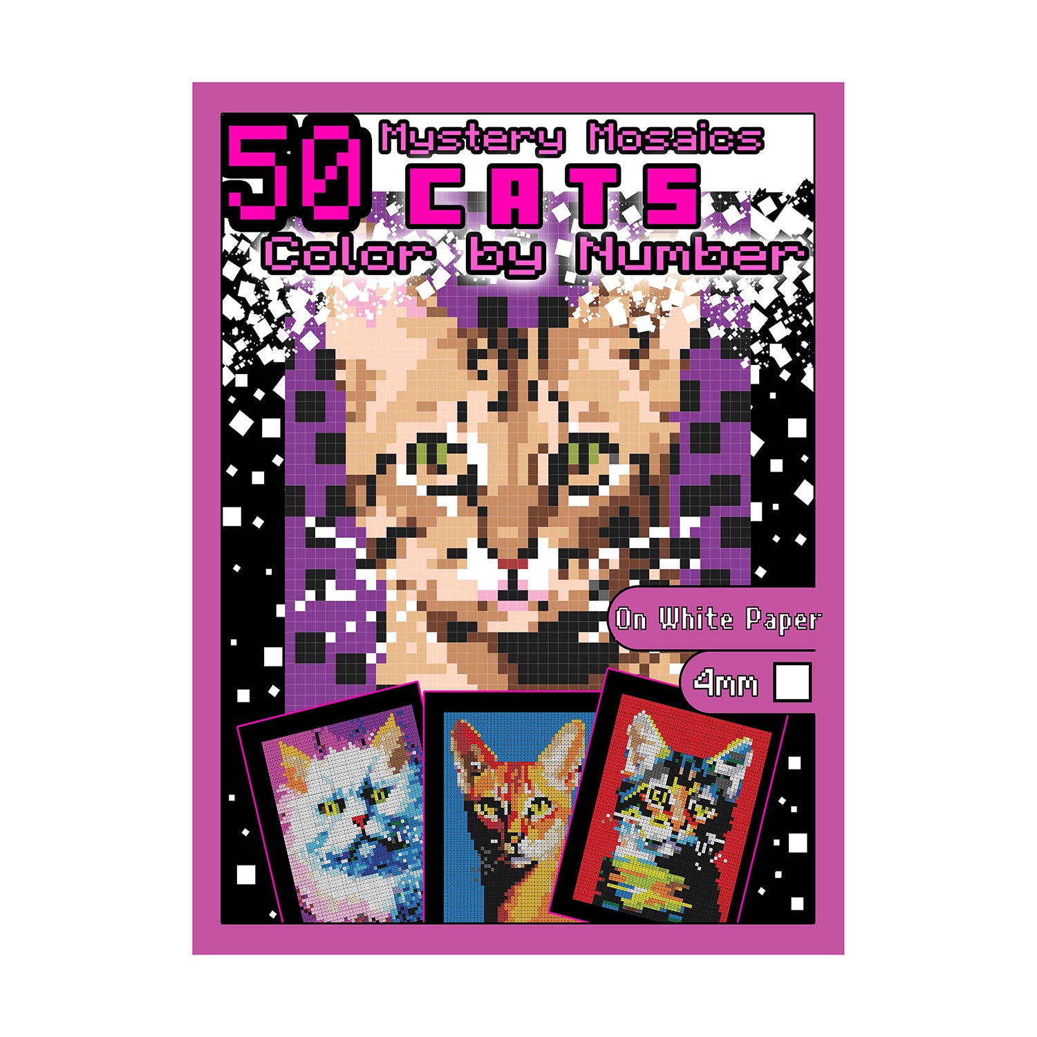 Digital Coloring Pixel Art Coloring Book Cat-Themed Main Image 50-Page Drawing Book