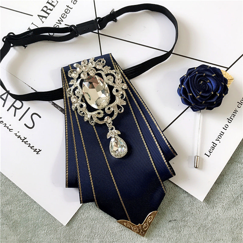 Korean Style Bow Tie Rhinestone Brooch Set