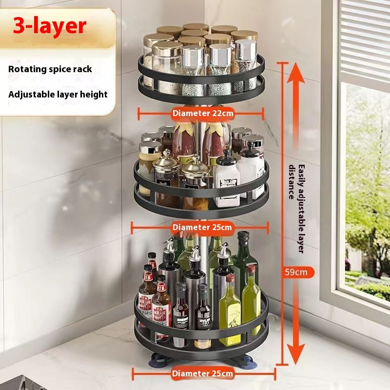 Étagère de rangement circulaire multifonctionnelle et support à épices rotatif pour la cuisine