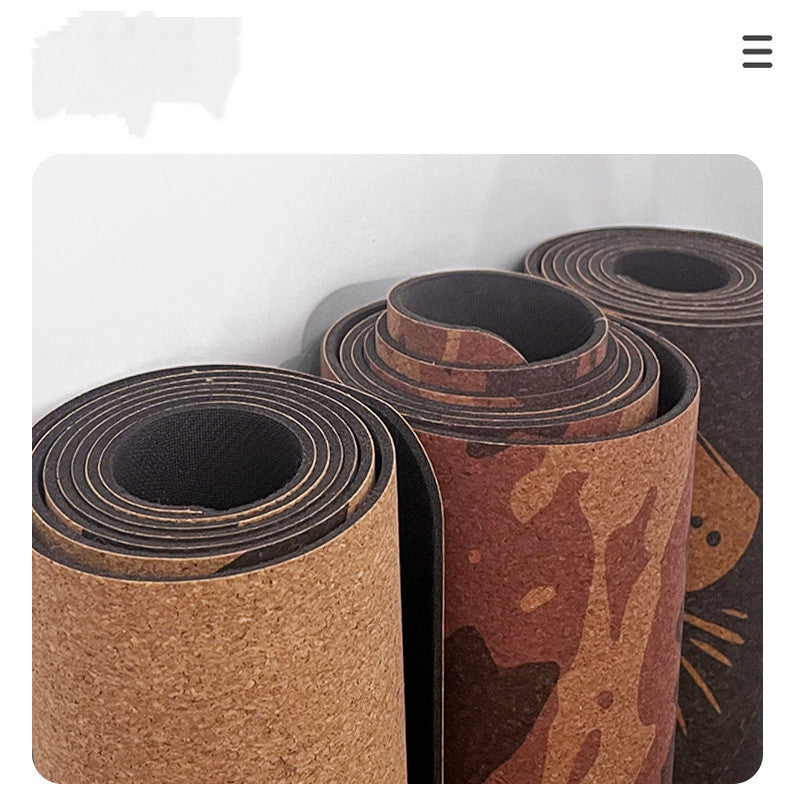 Tapis de Yoga Imprimé Liège Sport Minceur Caoutchouc Naturel Antidérapant Yoga