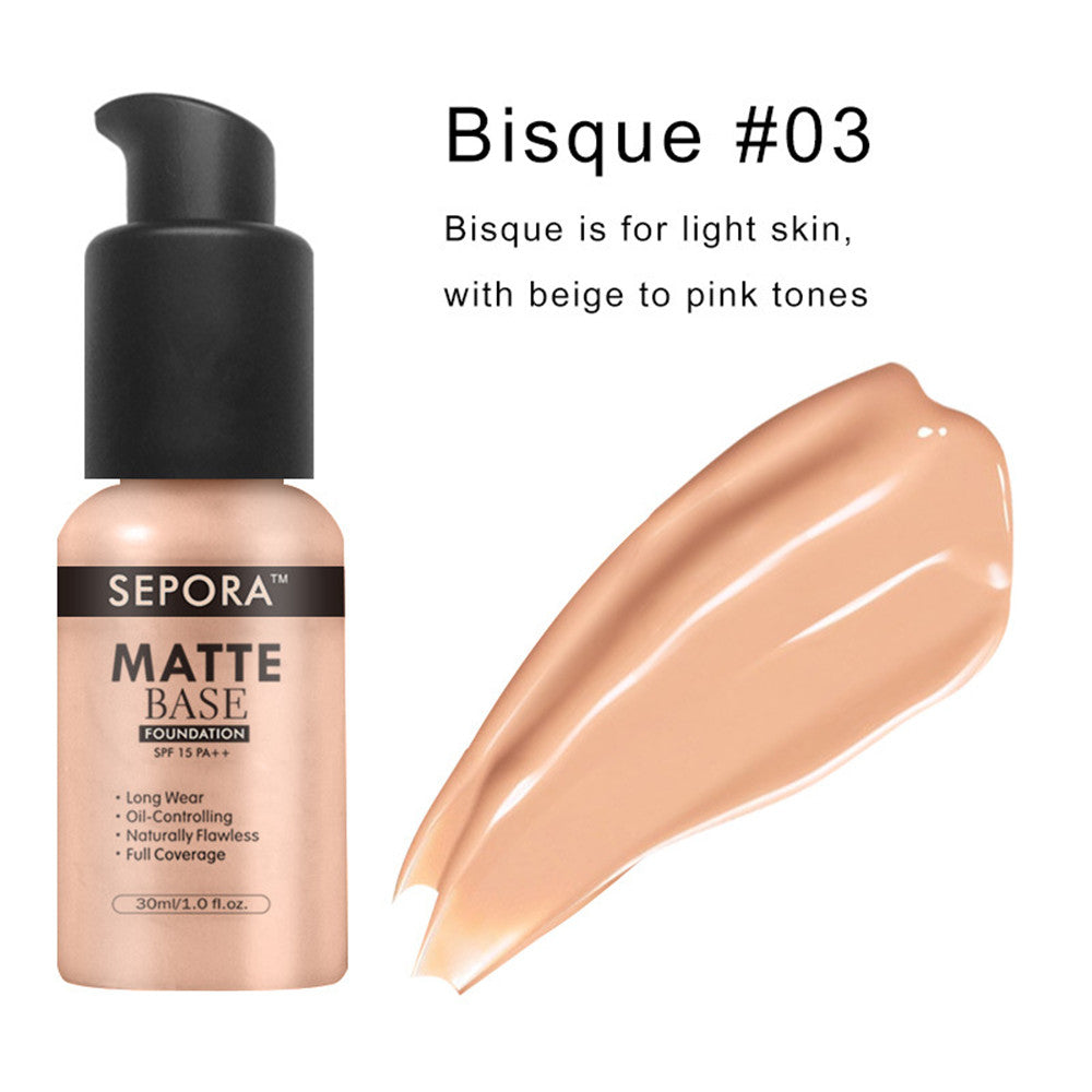 Base de maquillage liquide mat isolante, imperméable, naturelle, anti-cernes, contrôle du sébum