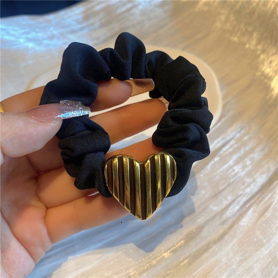 Women's Premium Metal Striped Bear Head Rope Rubber Band