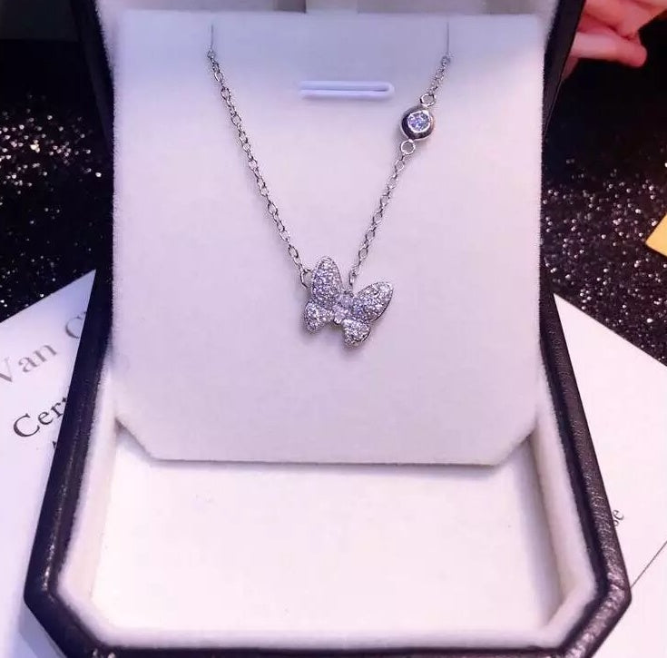 925 Sterling Silver Butterfly Long Necklaces