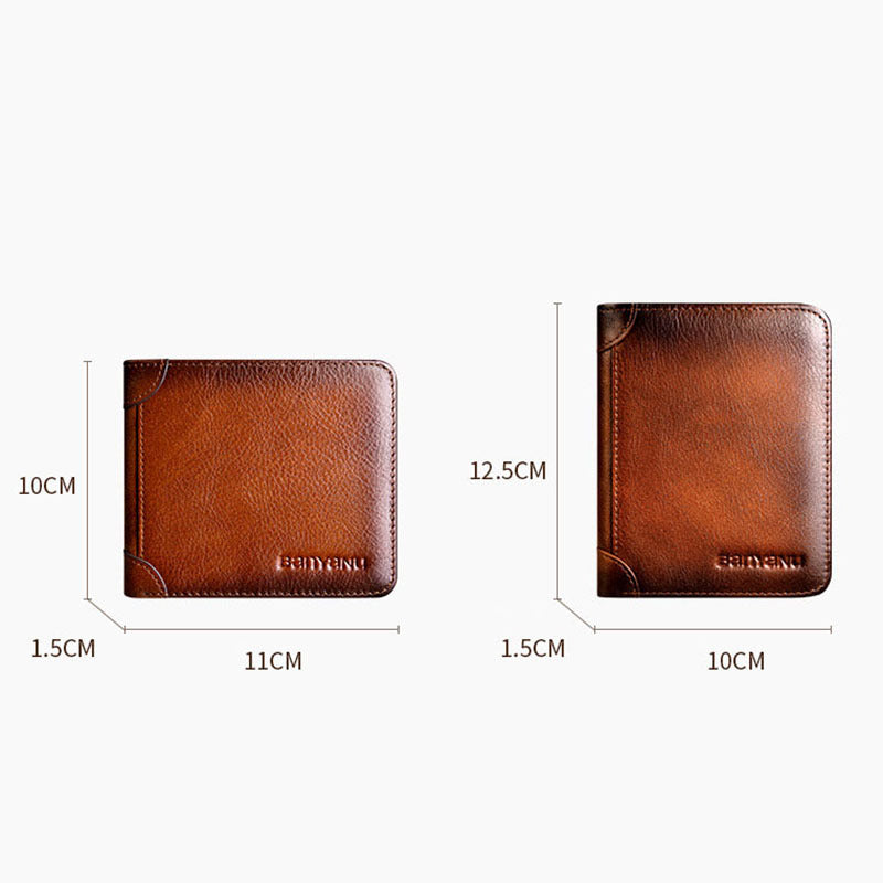 Portefeuille horizontal en cuir grande capacité pour homme