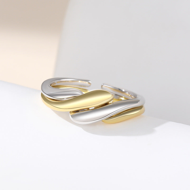 Bague femme en argent S925 avec ondulations irrégulières