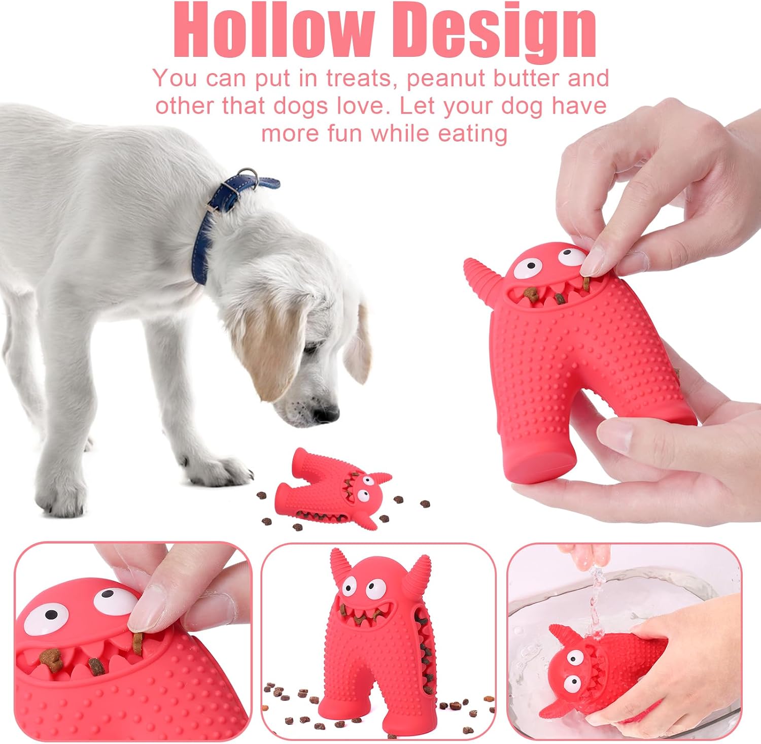Squeaky Dog Toys For Aggressive Chewers,Durable Interactive Dog Chew Toy For Small Dogs,Natural Rubber Teeth Cleaning Puppy Treat Toys