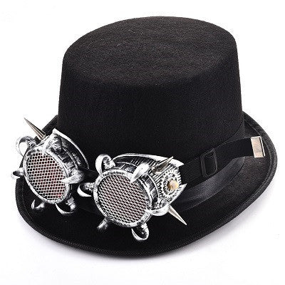 Chapeau haut-de-forme steampunk avec lunettes à rivets, style gothique-punk, chapeau magique, accessoires de vêtements rétro