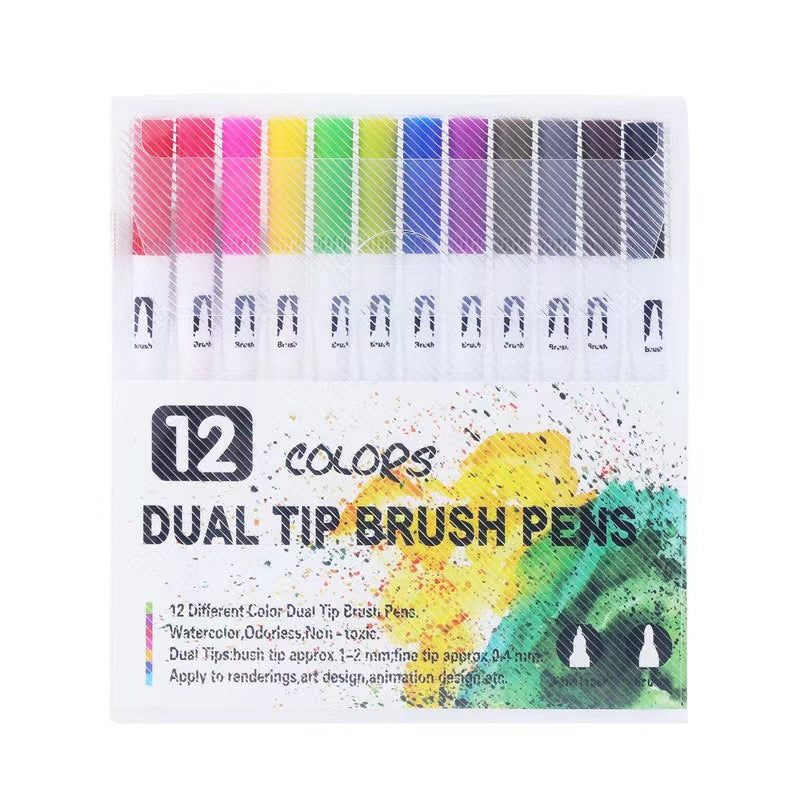 Ensemble de stylos aquarelle double-pointe Marqueurs de couleur Stylo à crochet doux pour peinture
