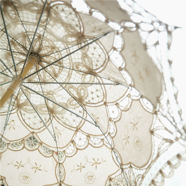 Parapluie artisanal long manche en dentelle vintage pour femme