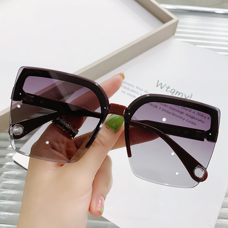 Women's Fashion Large Square Rimless Sunglasses