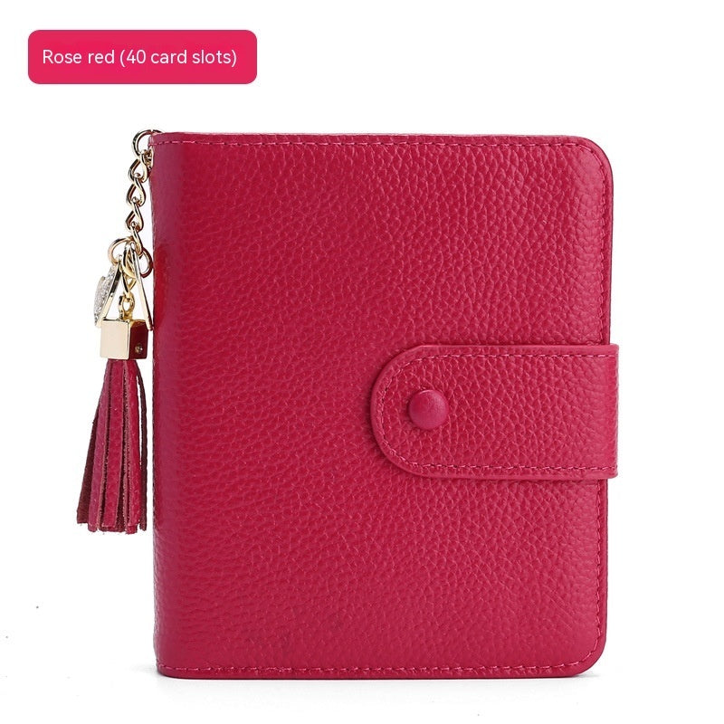 Korean Style Large Capacity Tassel Snap Solid Color Multiple Card Slots Driving License Protective Cover