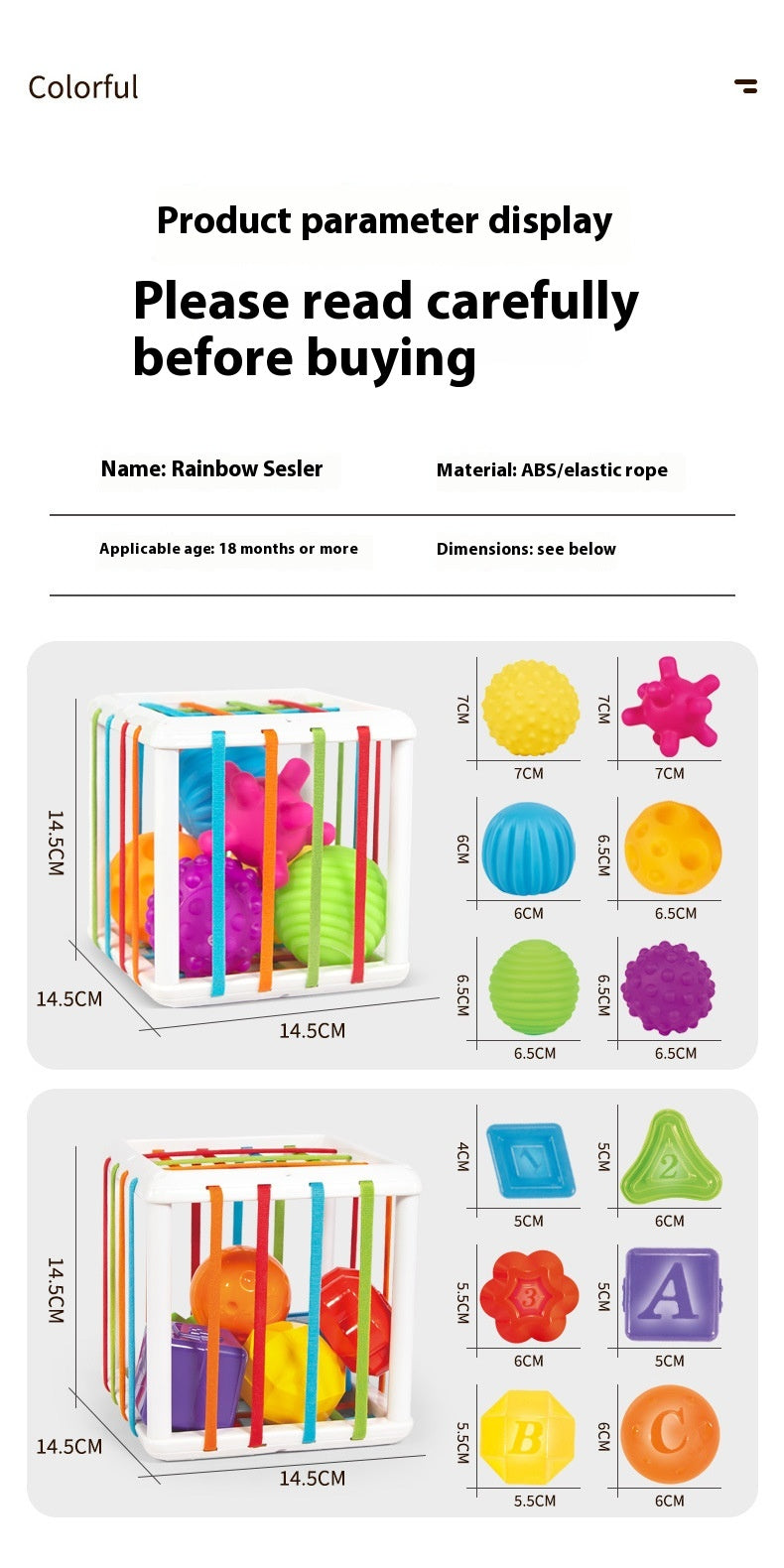 Jouets éducatifs pour bébé en forme d'arc-en-ciel Cecil pour le développement cognitif des couleurs