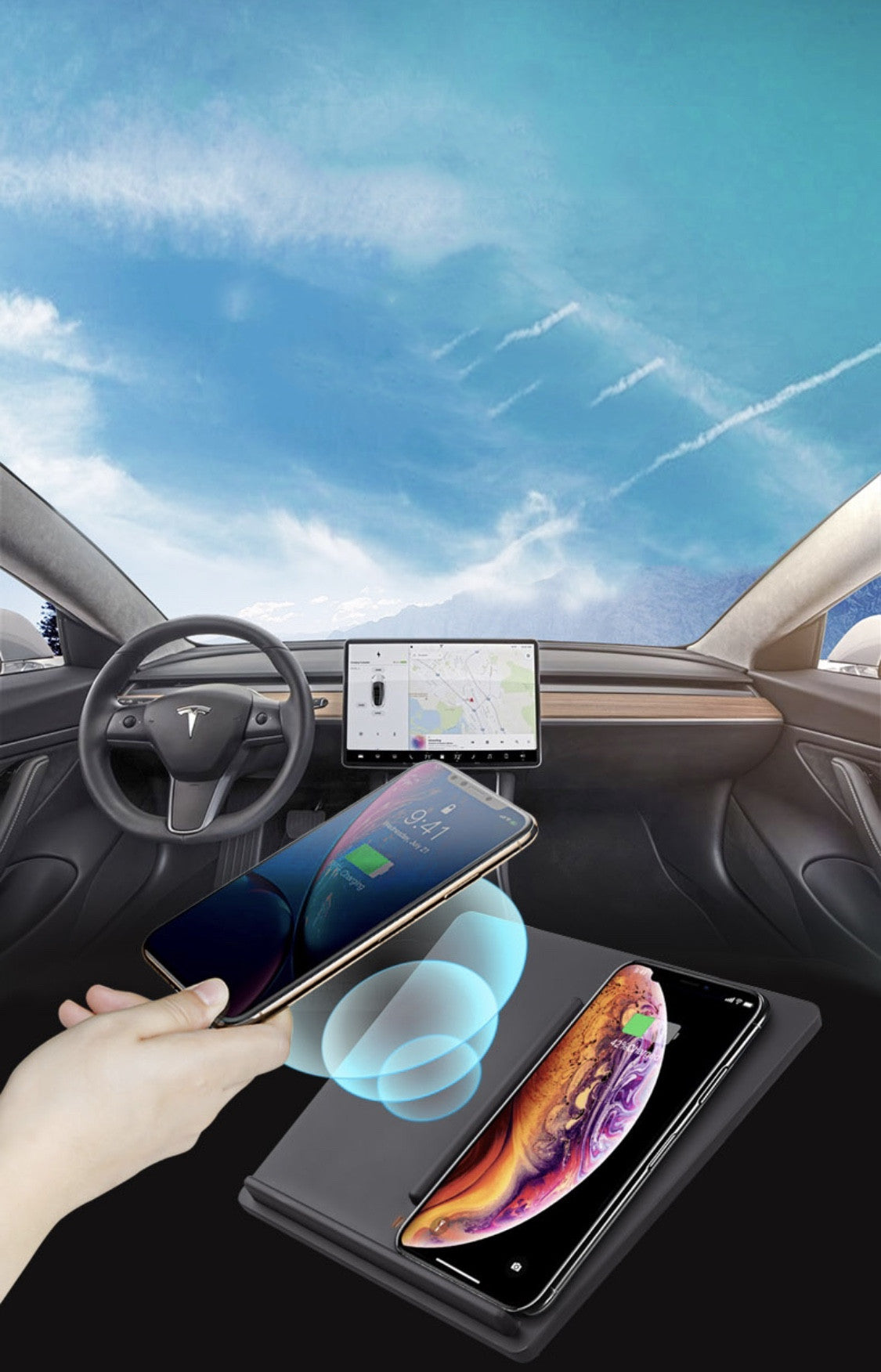 Chargeur sans fil de voiture compatible Tesla