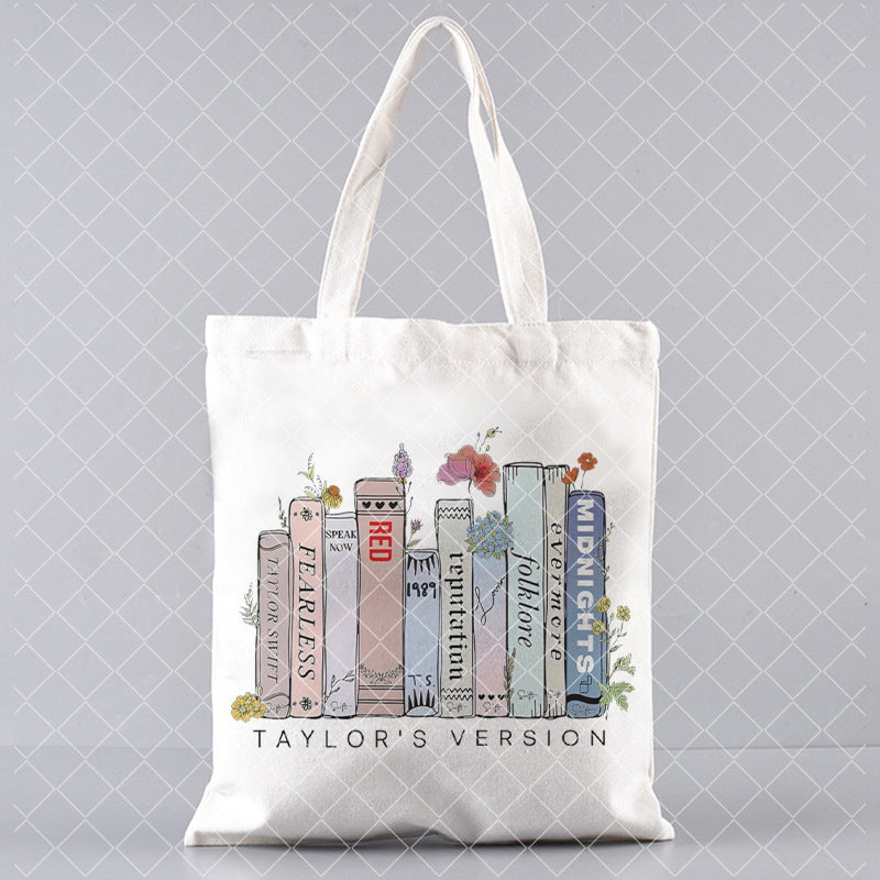 Printed Canvas One Shoulder Shopping Bag