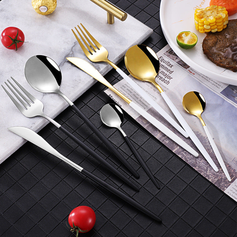 Stainless Steel 24 Pieces Set Spoon And Fork Western Cutlery