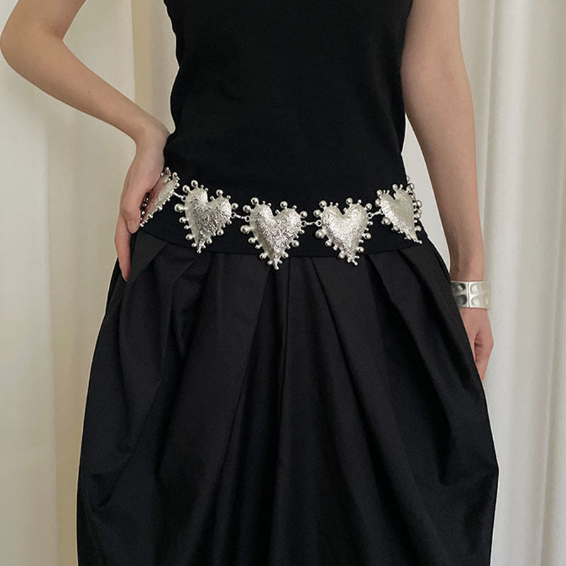 Chaîne de taille avec grand cœur métallique exagéré, style rétro, pour femmes