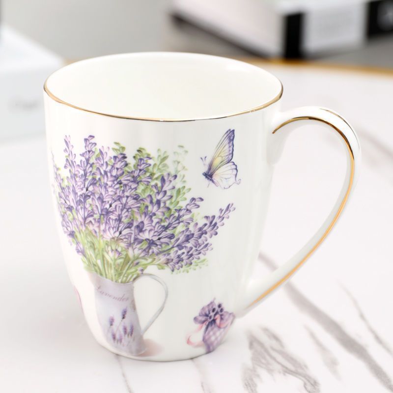 Ceramic Flower Tea Cup Coffee Suit Household Watchband Spoon