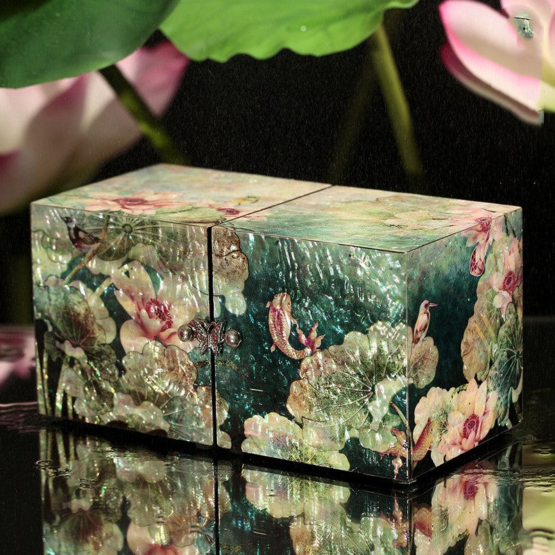 Mother-of-pearl Lacquer Wedding Gift Wooden Jewelry Box