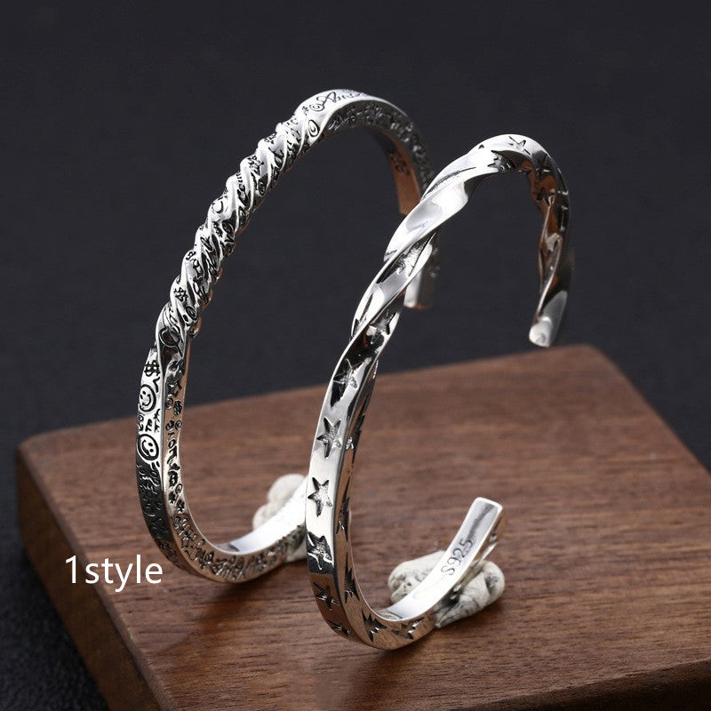 Bijoux en argent sterling, hommes et femmes, personnalisés, étoiles, smiley, lettres