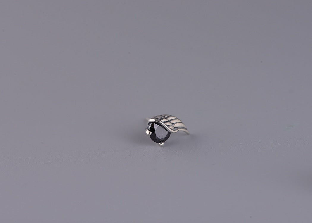 S925 Silver Retro Unisex Fashion Angel Wings Stud Earrings