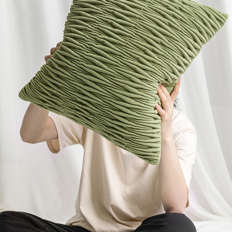 Oreiller de combinaison de canapé plissé tridimensionnel vert