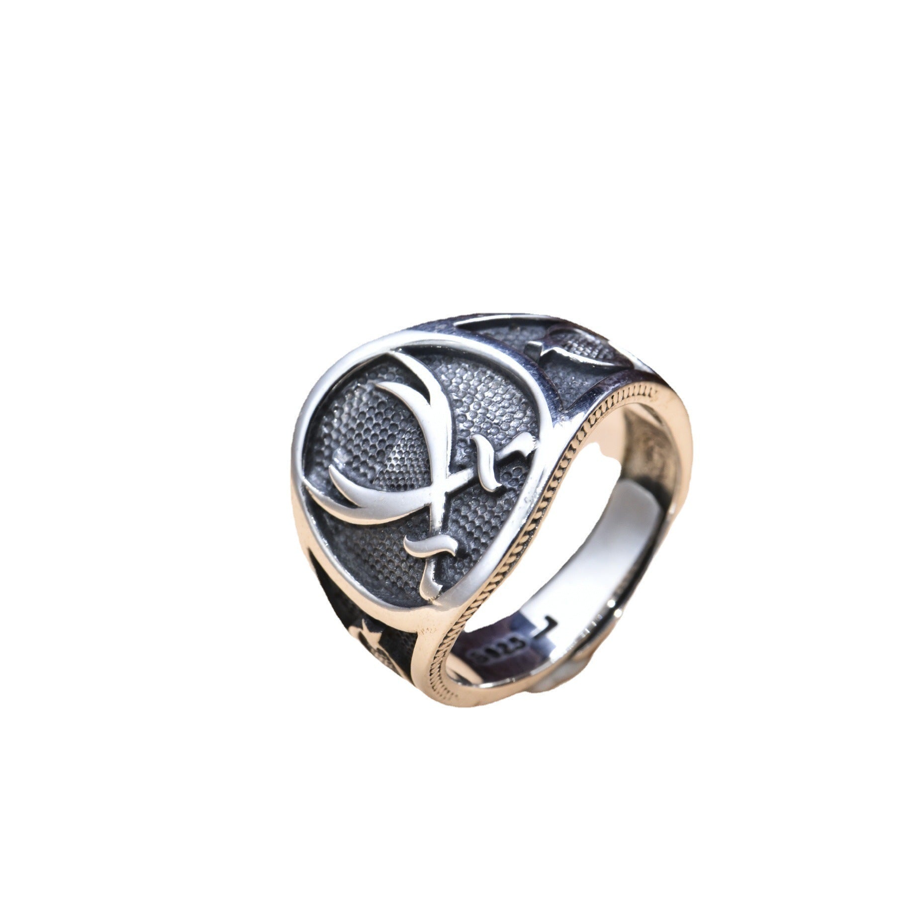 Bague vieillie pour homme en argent sterling 925