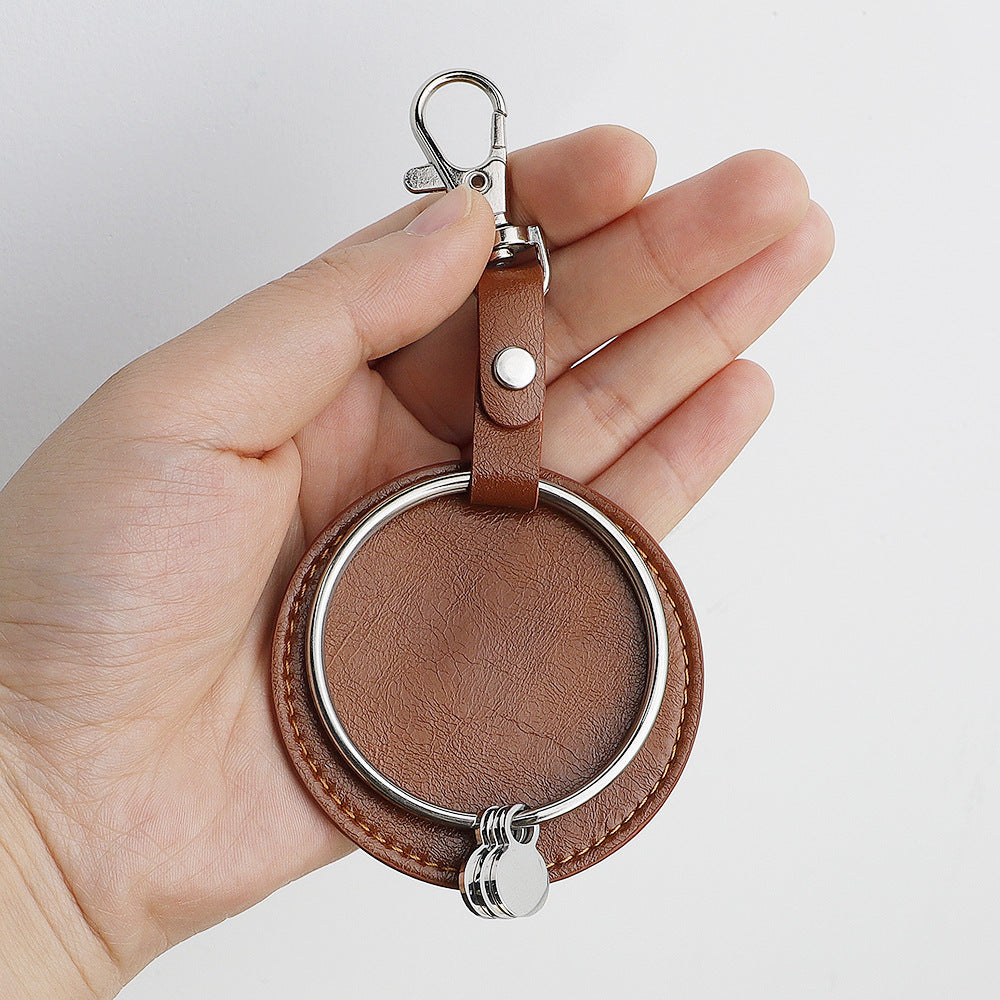 European And American Round Leather Keychain Pendant