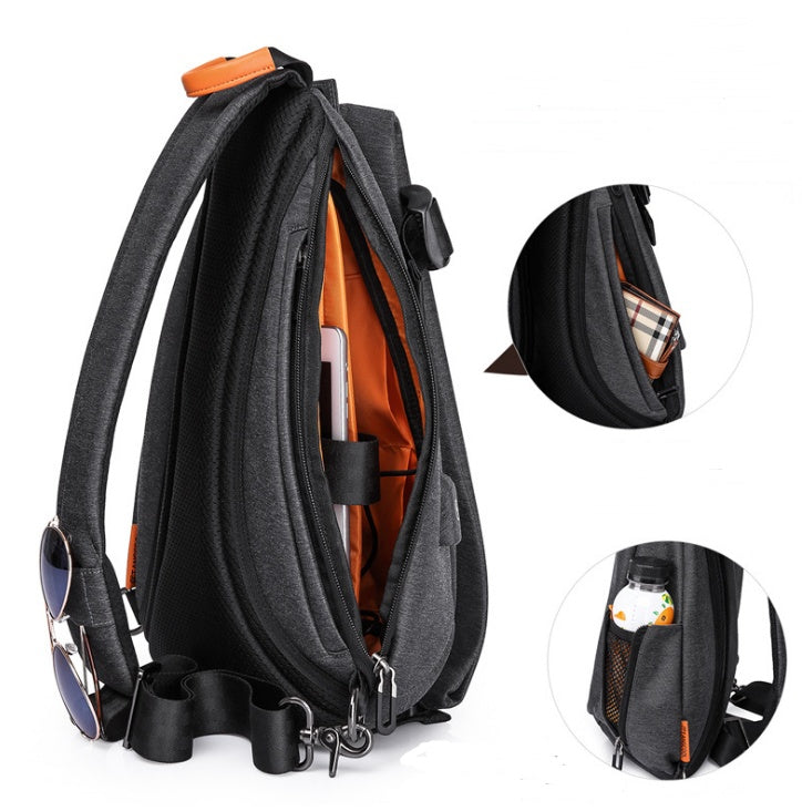 Sac à bandoulière, sac de poitrine tendance pour hommes, sac en diagonale Oxford, sac de sport de marque branchée.
