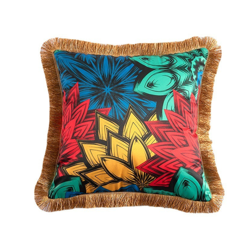 American Light Luxury Artificial Silk Home Leopard Leaf Skull Sofa Cushion