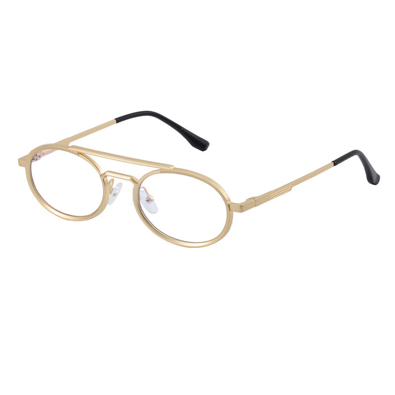 Retro-style Oval-frame Steampunk Sunglasses