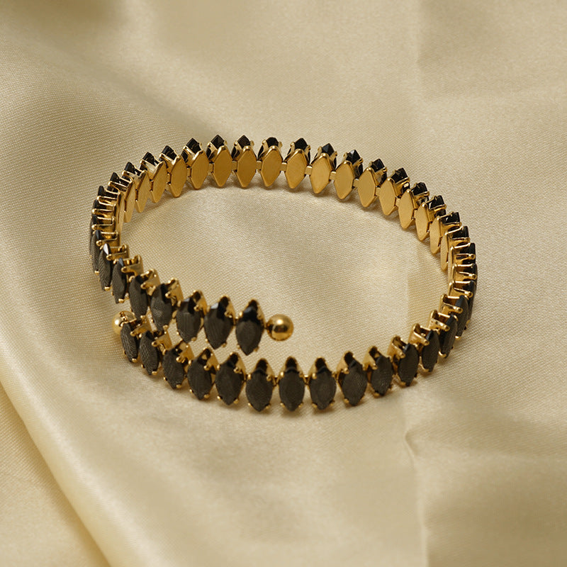 Bracelet en Zircon Acier Inoxydable Mode 18 carats