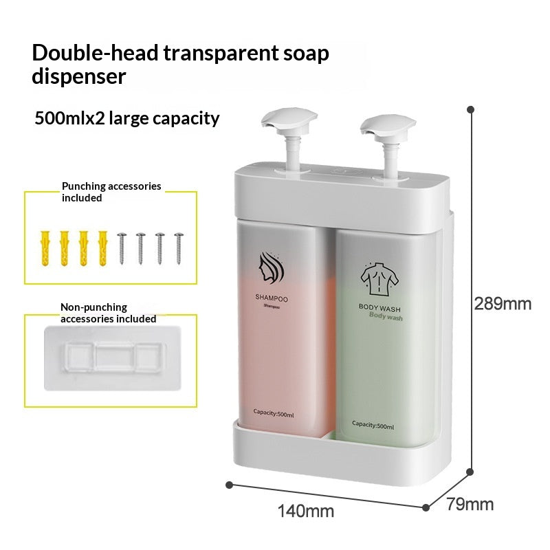 Distributeur de Savon Manuel Transparent pour la Salle de Bain