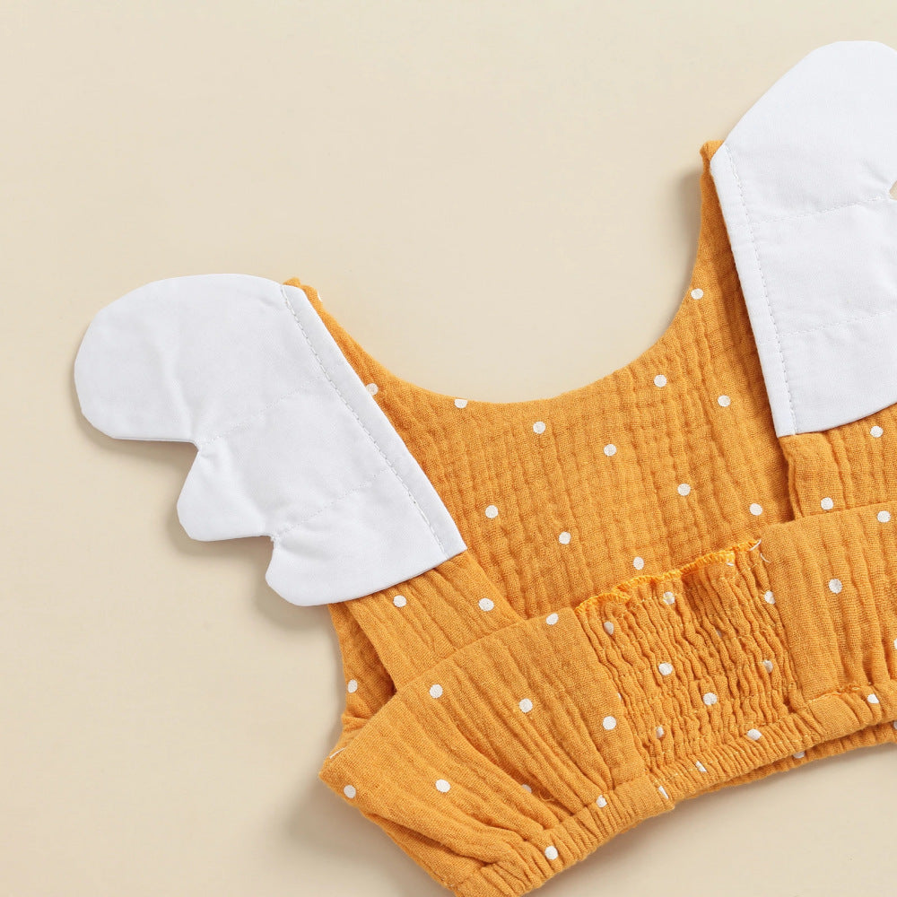 Girls Baby Cotton Linen Polka Dot Vest Shorts Suit European And American Style Children's Clothing