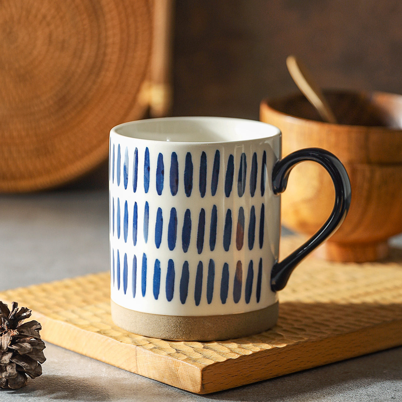 Ceramic Coffee Mug Breakfast Oatmeal Hand-painted Office Water Cup With Handle Microwave Safe