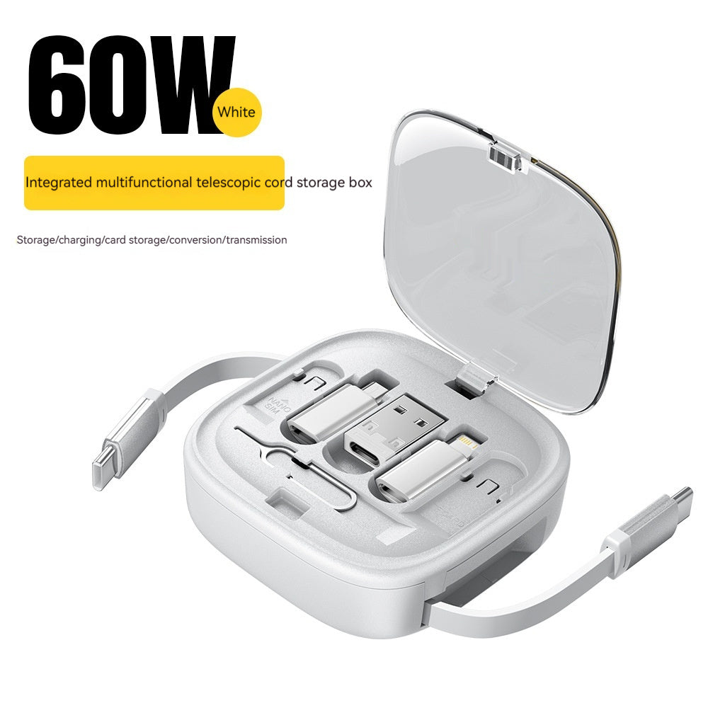 Câble de données de rangement de fil souple Charge rapide 60W Boîte multifonctionnelle d'interface de chargement de téléphone portable