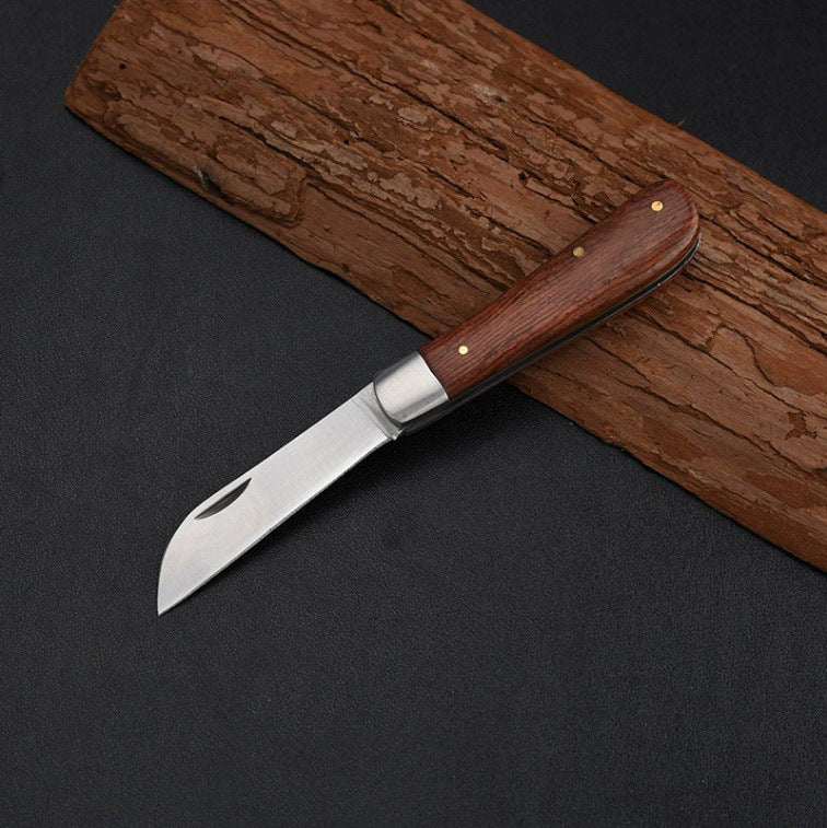 Couteau à Champignons Facile à Transporter Manche en Bois Pliant Petite Machette Multifonctionnelle