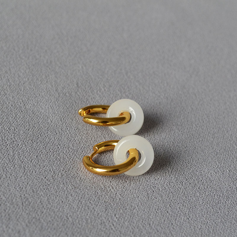 Fashion Retro Natural Stone Ring Earrings For Women