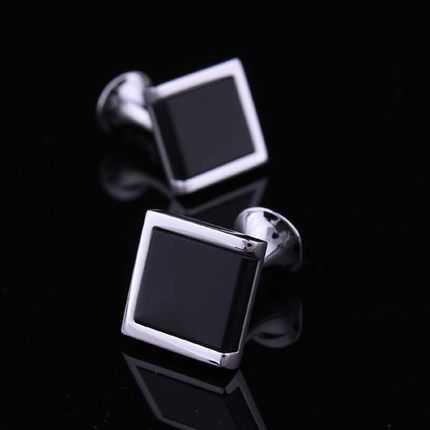 Men's French Shirt Black Onyx Gold Chain Cufflinks