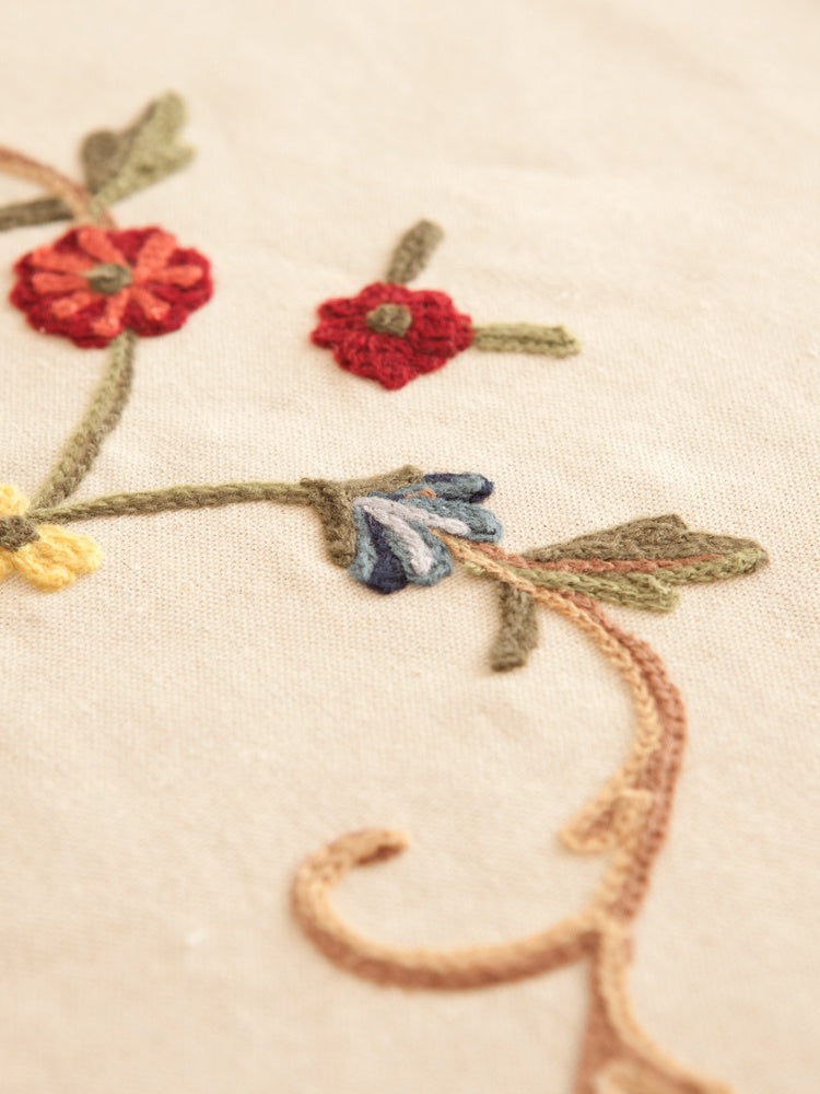Nappe rustique en coton et lin brodée style campagnard américain