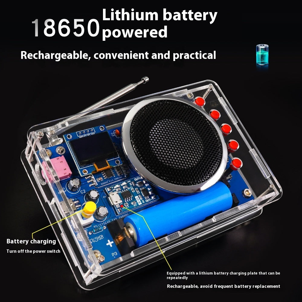 OLED Display Radio Assembly Kit Rechargeable FM Radio Circuit Board Welding Electronic DIY Production