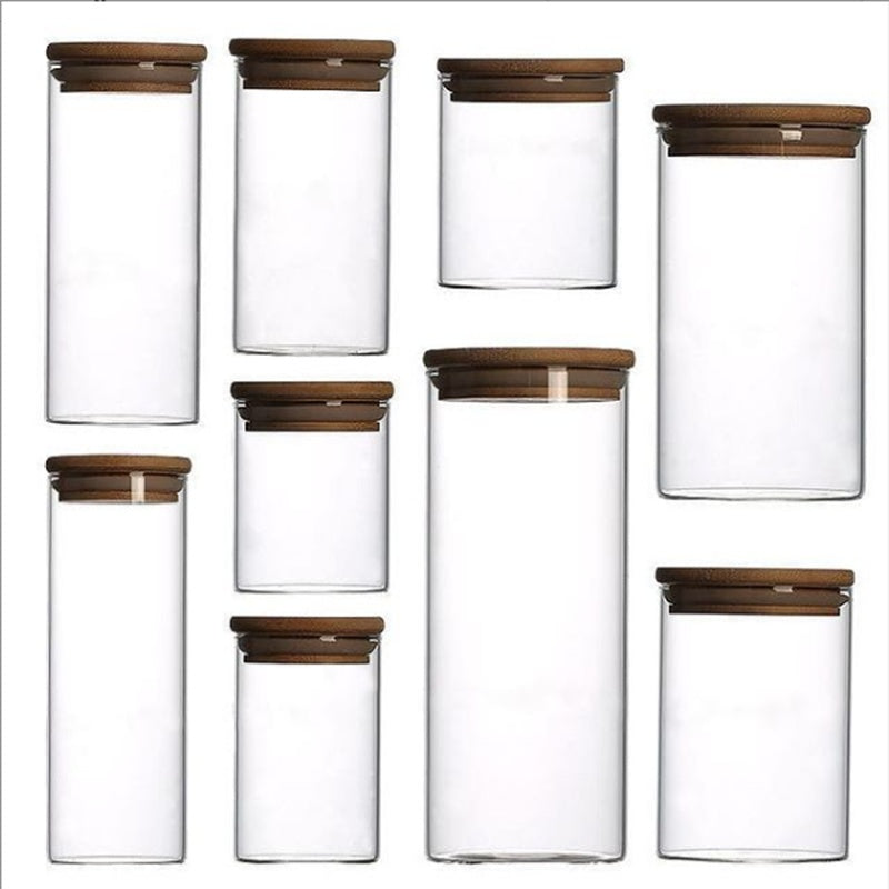 Glass Storage Jar With Bamboo Lid For Storing Tea