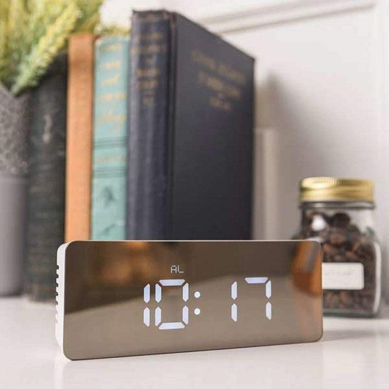 Réveil numérique Veilleuse Thermomètre Miroir