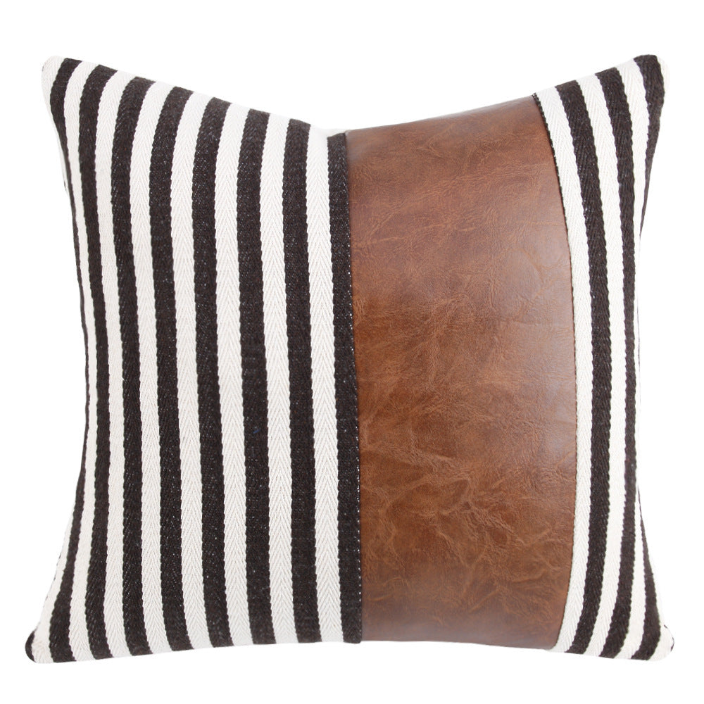 Housse de coussin de canapé en similicuir à rayures épaisses style nordique pour voiture