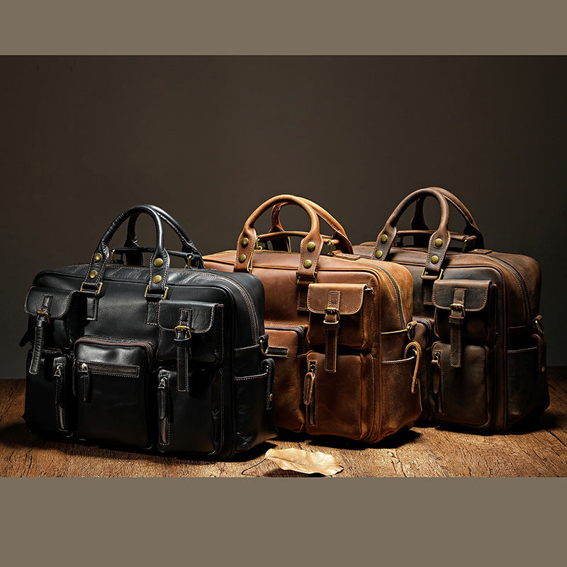 Sac bandoulière en cuir grande capacité pour homme